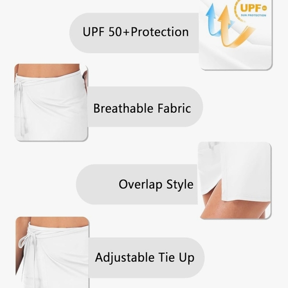 White Swim Skirt Cover-Up, Padded Any Exercise - Picture 6 of 15